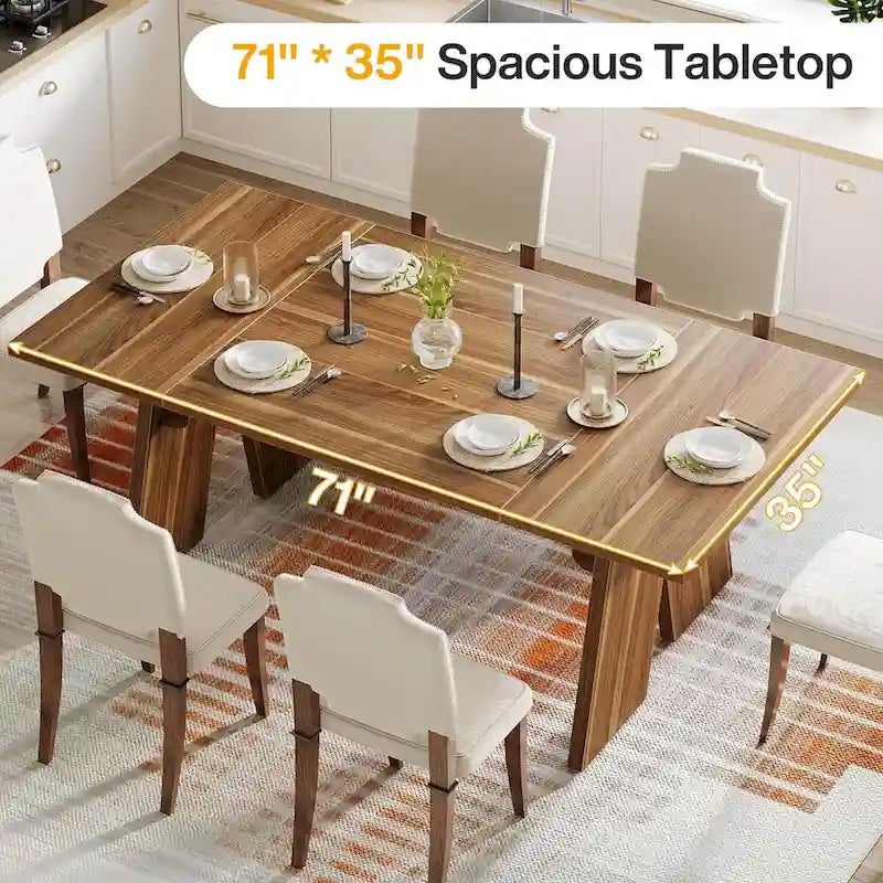 71 Grande table de salle à manger pour 6 personnes, table à dîner rectangulaire de style ferme