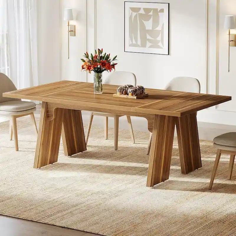 71 Grande table de salle à manger pour 6 personnes, table à dîner rectangulaire de style ferme