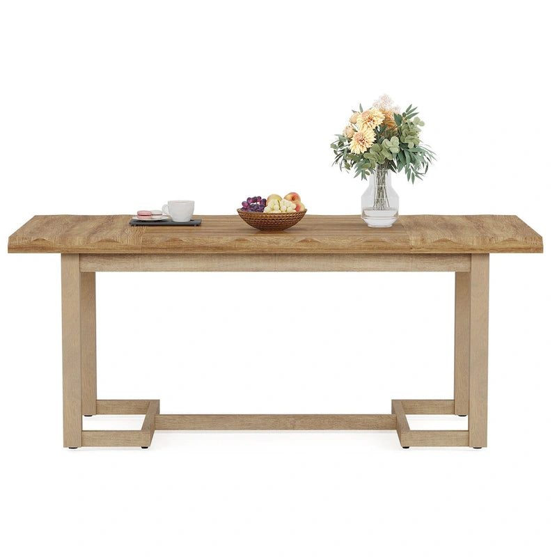 Table à manger rectangulaire de 158 cm avec pieds en bois massif pour cuisine