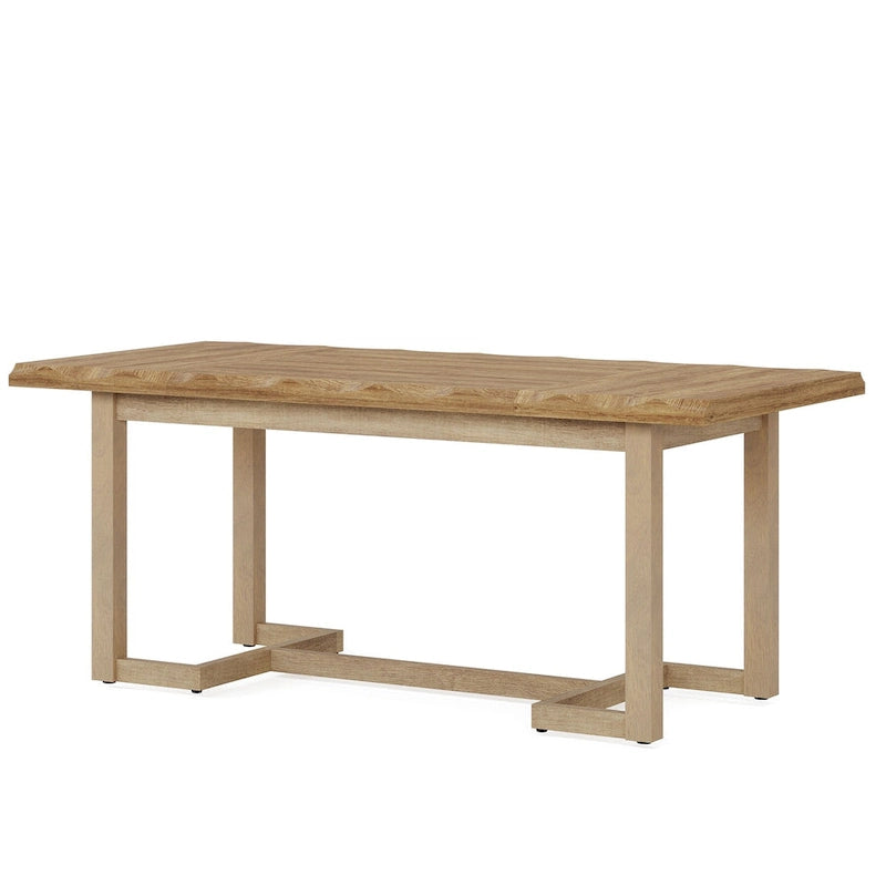 Table à manger rectangulaire de 158 cm avec pieds en bois massif pour cuisine